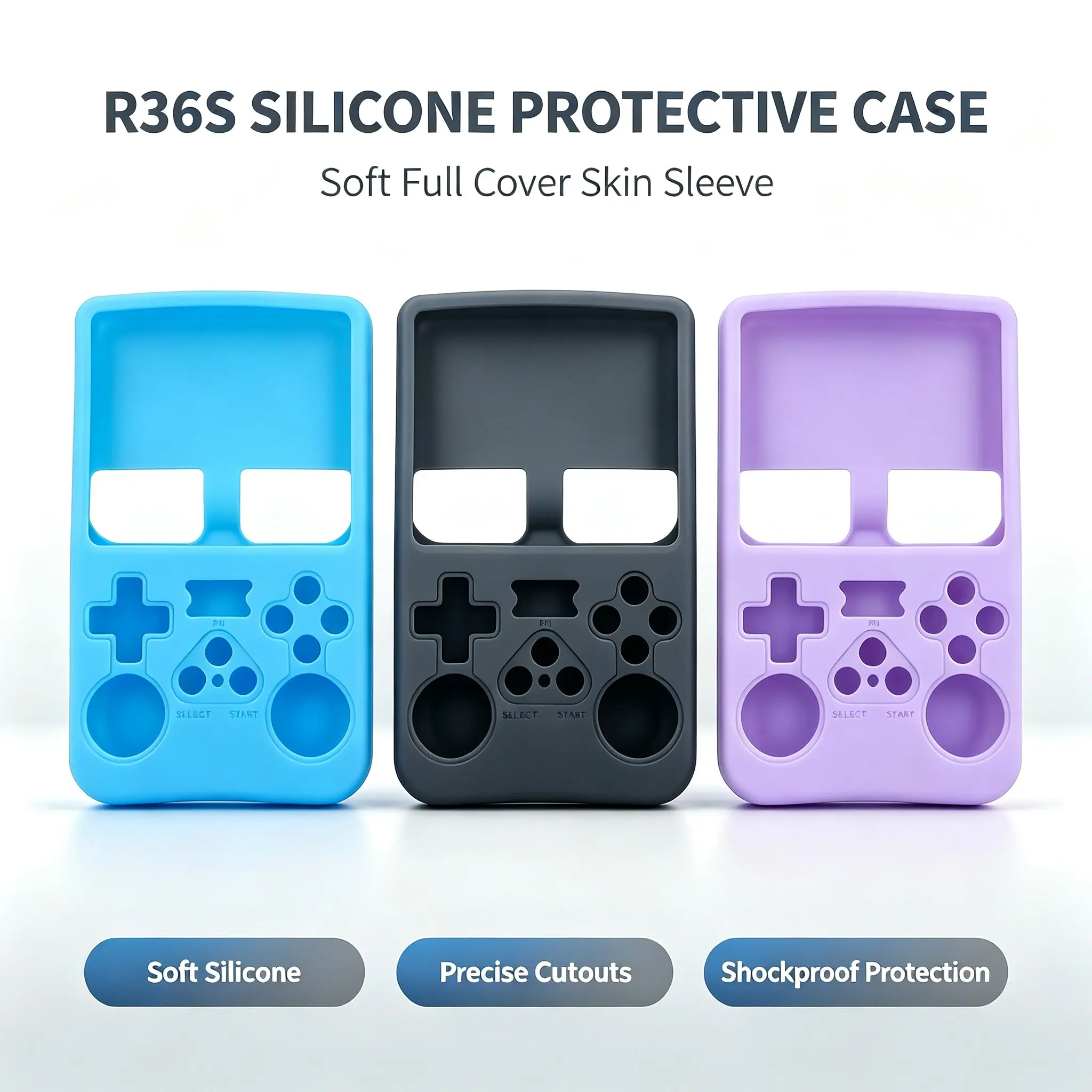 R36s Silicone Protective Case, Full Coverage Shockproof Shell, Precise Cutouts, Handheld Game Console Accessory, Durable Design