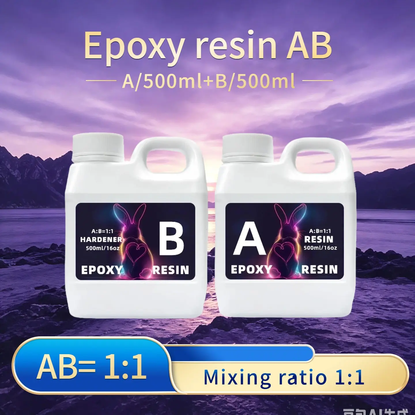 33.8oz/1000ML Epoxy Resin AB Hardener Kit, Easy Mix, High Gloss, Odorless, Ideal for DIY Crafts, Jewelry, Art Coating, Perfect for Creative Projects