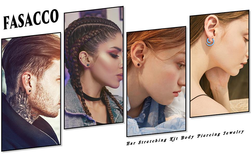 FASACCO 98 Count Ear Stretching Kit 14G-00G Ear Gauges Expander Set Acrylic Tapers and Plugs & Silicone Tunnels Taper Spiral Tapers Gauges for Ears FASACCO 98 Count Ear Stretching Kit 14G-00G Ear Gauges Expander Set Acrylic Tapers and Plugs & Silicone Tunnels Taper Spiral Tapers Gauges for Ears