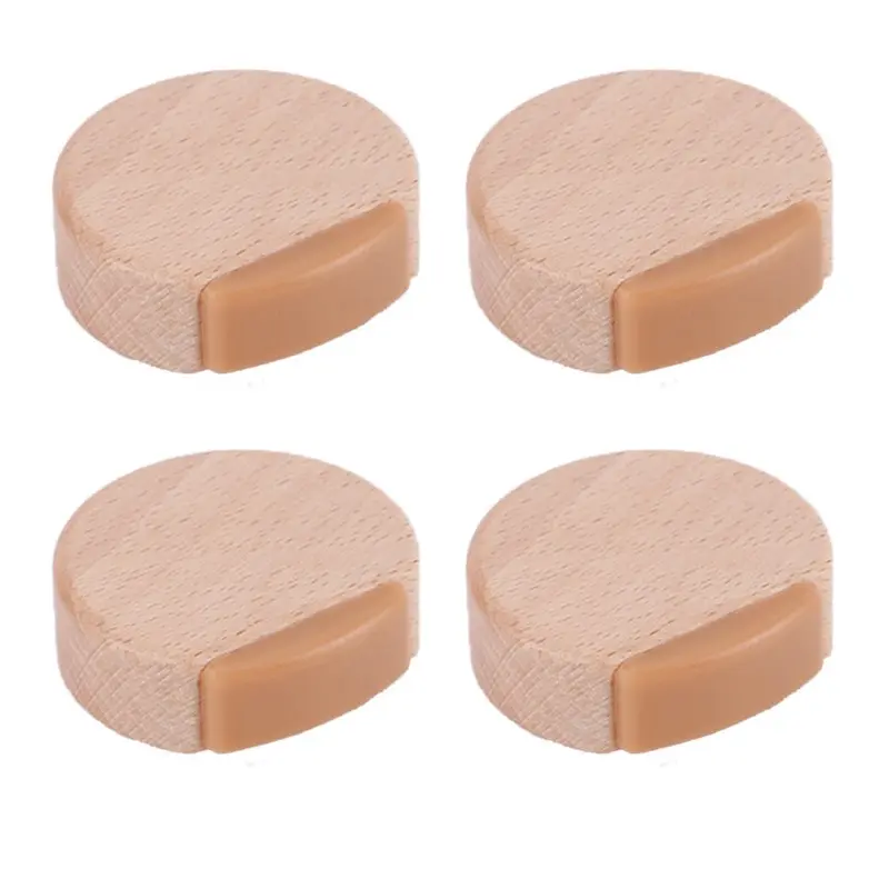 4pc Solid Wood Door Stopper, No Punch Self Adhesive, Anti-Collision Noise Reduction, Door Holder for Home Bedroom Bathroom