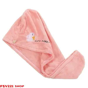 Super Absorbent Coral Fleece Hair Drying Wrap, Embroidered Quick Dry Microfiber Hair Turban, Lightweight Shower Hair Towel Cap - Ideal for Shower, Bath, Skincare, Makeup & Daily Long Hair Care Cute Cartoon Embroidered Microfiber Hair Drying Cap