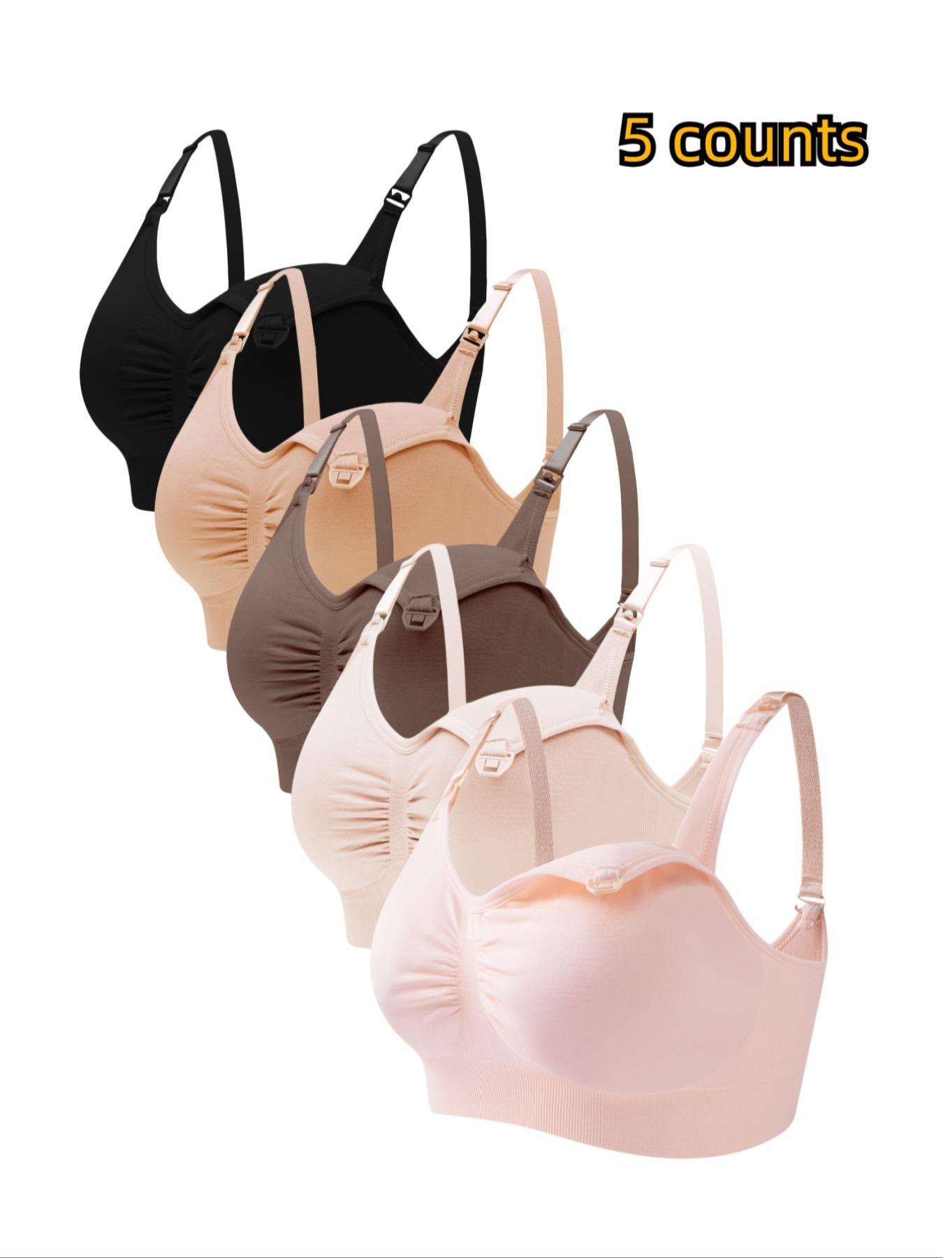 Women's Solid Ruched Adjustable Strap Nursing Bra, Seamless Padded Wireless Pregnancy Maternity Bra, Maternity Lingerie for Daily Wear