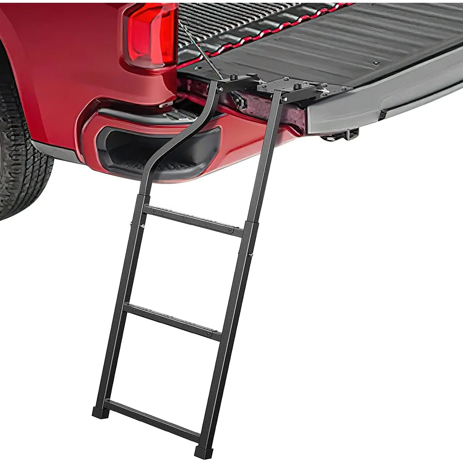 Nilight Foldable Truck Tailgate Ladder for Pickups - Sturdy & Durable, Aluminum Grips, Replaceable Rubber Ft, Stainless Screws, Universal Car Accessories for Rear Racks