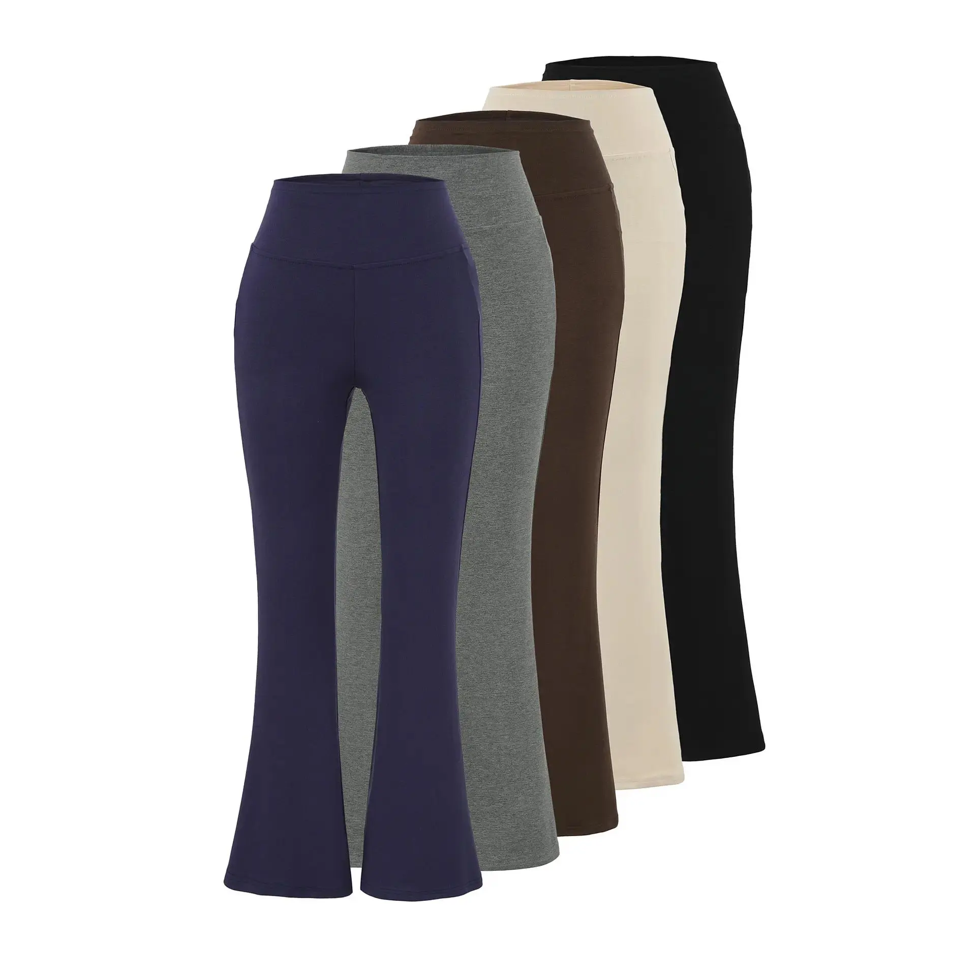 Women Summer High Waist Stretch Sun Protection Flared Yoga Pants, Pressure-Free Hip Lifting Long Cotton Casual Bell-bottom Pants