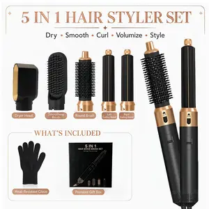 5-In-1 Hair Styler Brush with Heat Styling & Negative Ion Technology - Blowdry, Curl & Straightening Multi-Functional Styler - Perfect Holiday Gift for Women