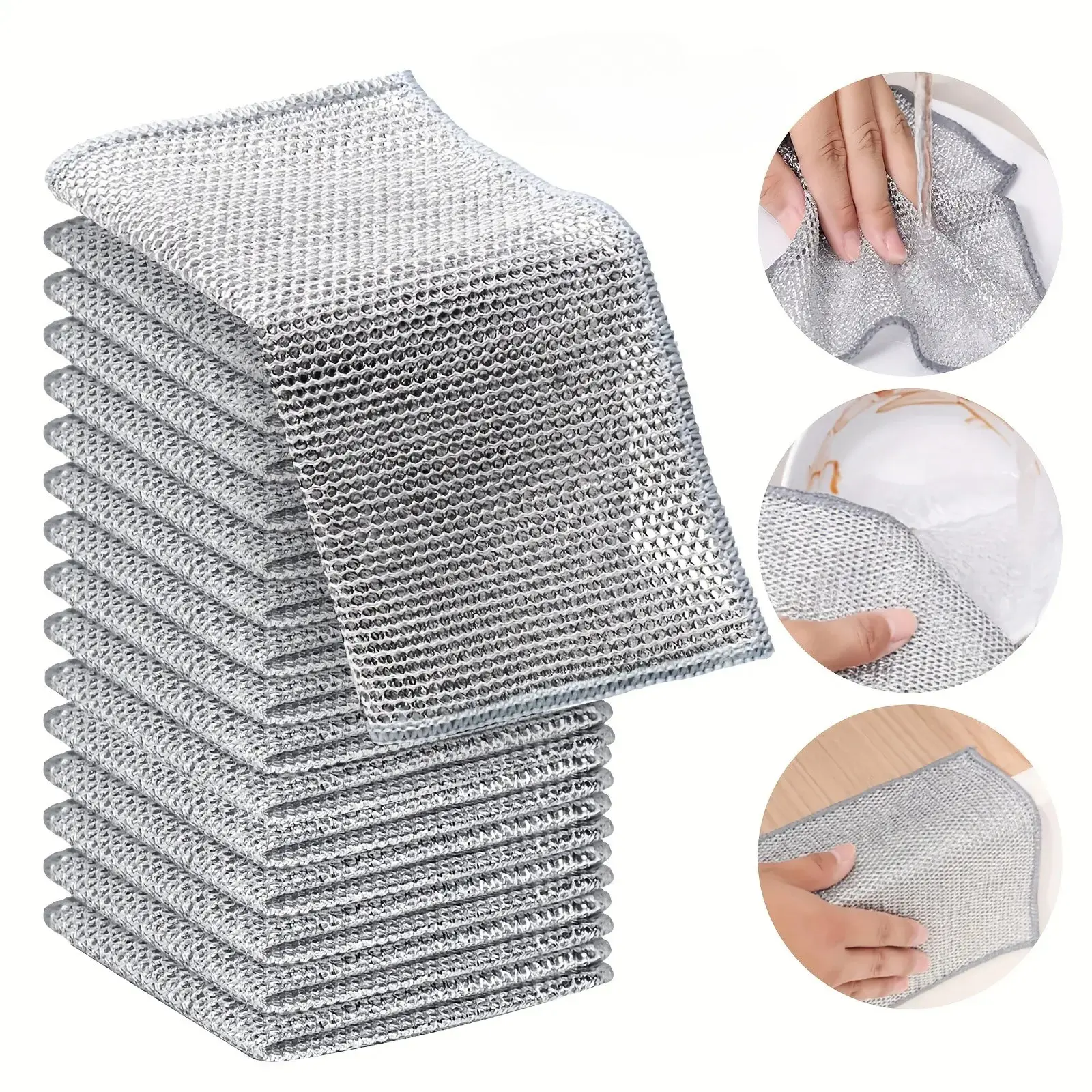 Ultra-Fine Fiber Steel Wire Soap Pads, Dual-Sided Kitchen Dish Brush, Special Steel Cleaning Cloth, Household Cleaning Tool, Suitable for Utensils and Cookware, Dish Sponges