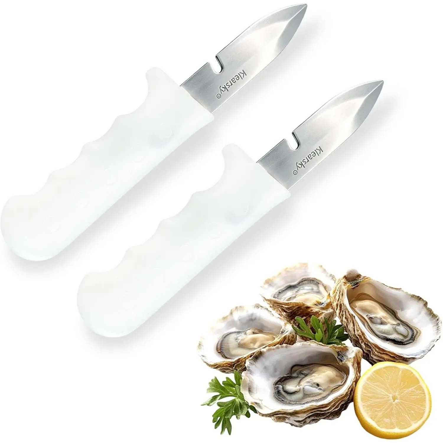 2 Pcs Oyster Knife 2026 New Model Oyster Shucker Premium Oyster Opener with Comfortable Non-slip Grip Durable Solid Blade for All Kinds of Shells