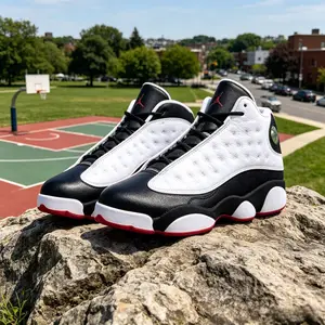 White Black Red Colorway Mid Top Retro Basketball Sneakers Men Women Premium Leather Cushion Bubble Sole Streetwear Casual Walking Trainers