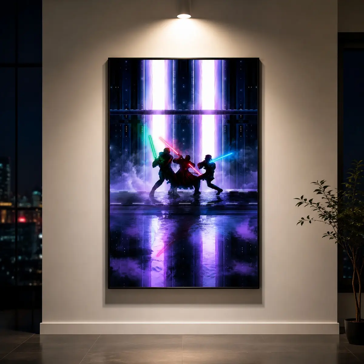 1 Piece Unframed Canvas Print Poster, Graphic Print, Classic Sci-Fi Art, Epic Battle of the Dark Side, Film Poster, Perfect Gift for Movie Fans, Bedroom & Living Room Wall Decor, Home Decor, Decorative Wall Art, Geek Gift, Collector Decor, Cinematic Artwo