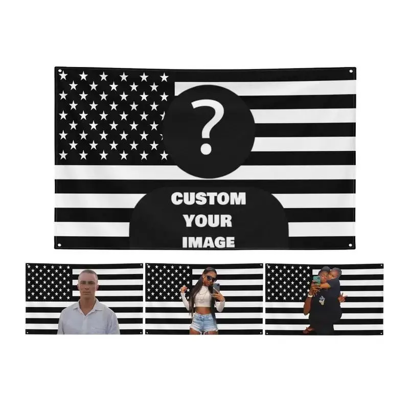 Custom 3x5 Ft Black USA Flag - Personalized Image-Designable Home Decor Flag, Tapestry Banner for Room, Halloween Outdoor Indoor Decoration, Flags For Room, Custom Flags