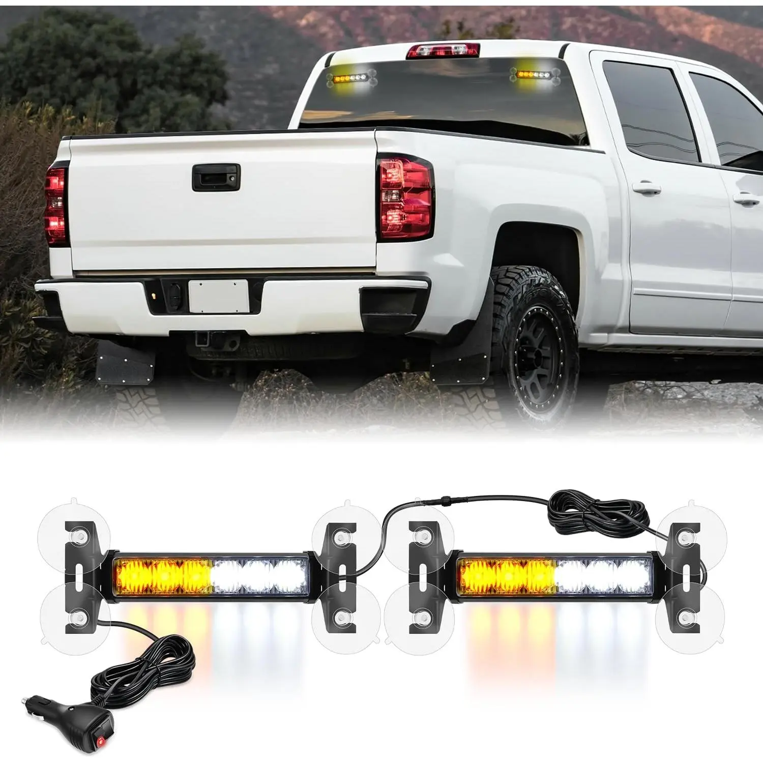 Nilight 12LED Traffic Advisor Strobe Lights 2 Inches Amber White Safety Dash Front/Rear Windshield Flashing Light for Cars Trucks  Firefighter Plow Construction Vehicles Autos  dealsforyoudays, Led Light Bar, Strobe Light Kit