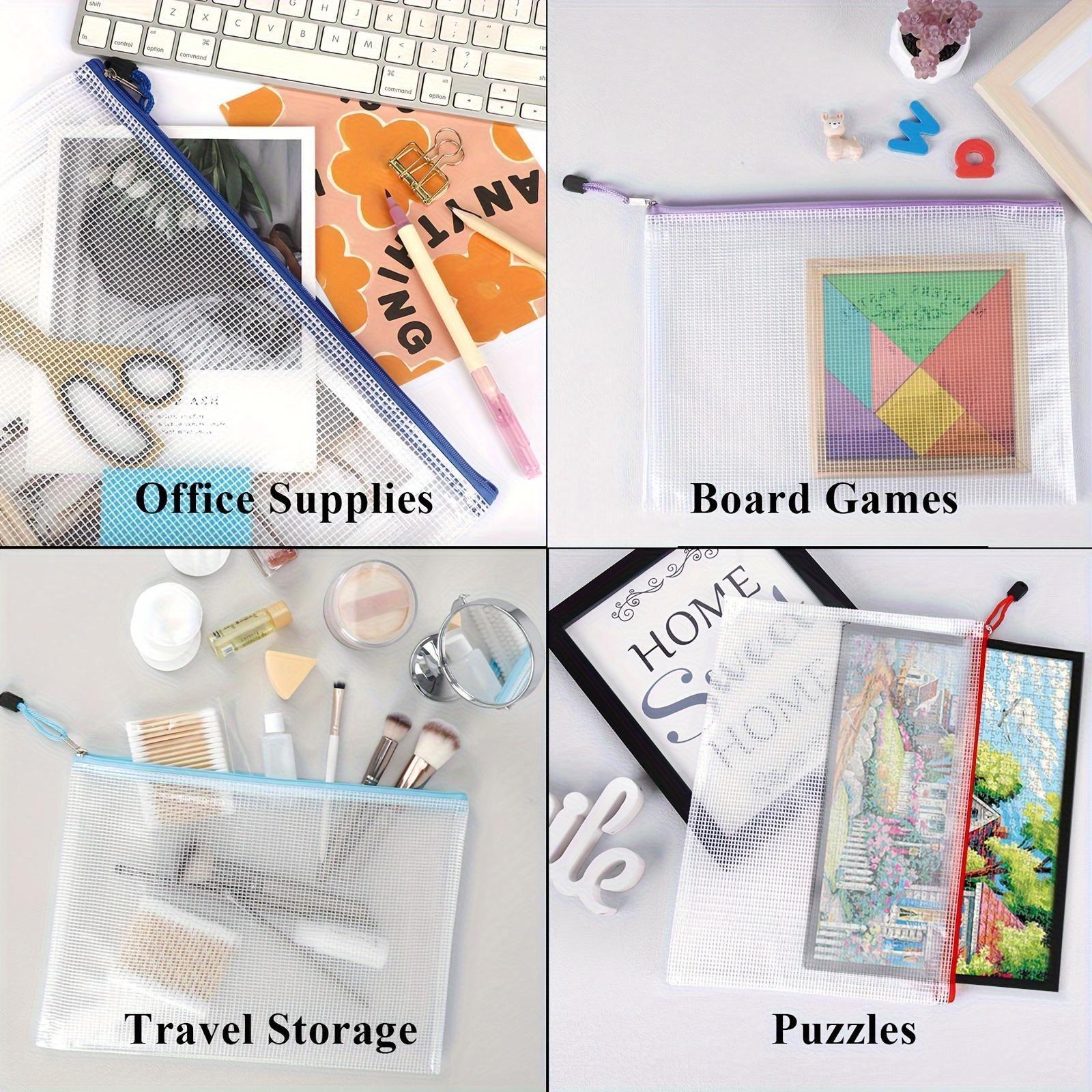 A4 Paper Mesh Zipper Pouch, 8 Counts/set Waterproof Zipper File Paper Stationery Bag, File Storage Bag for School Office Dormitory Home Outdoor, Paper Organizers