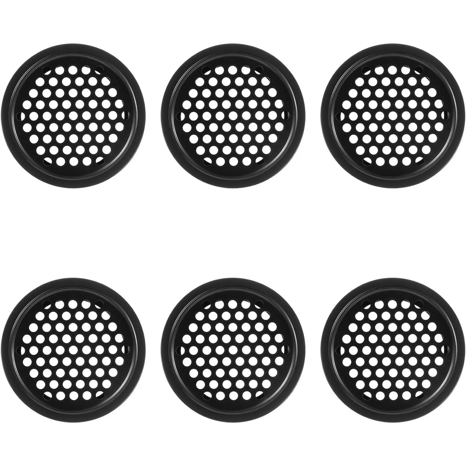 Round Vent Cover, 6 Pcs 53mm/ 2inch Air Vents Stainless Steel Black Louver Vent Mesh Hole for Kitchen Bathroom Wardrobe Cabinet