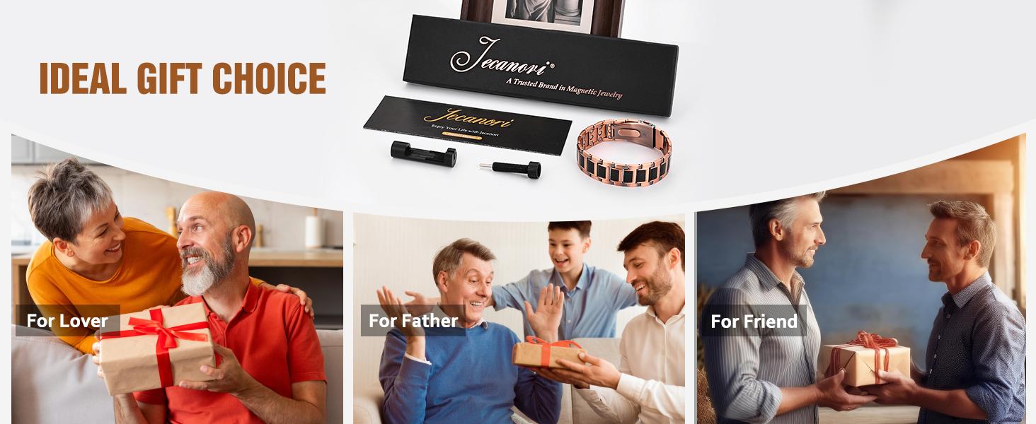 Jecanori Copper Magnetic Bracelet for Men, 3X Strength Pure Copper Bracelet for Men,Ideal Gift Durable Wearable SpringStatements