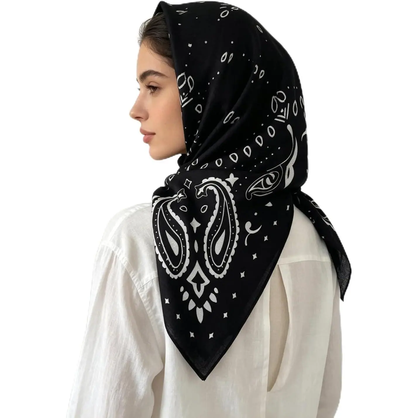 Scarf 35" Large Square Hair Scarf Paisley Bandana for Women | Classic Paisley Design/Large 35" × 35" Multipurpose Scarf/ for Any Occasion/Softer Upgraded 120G Faux Silk