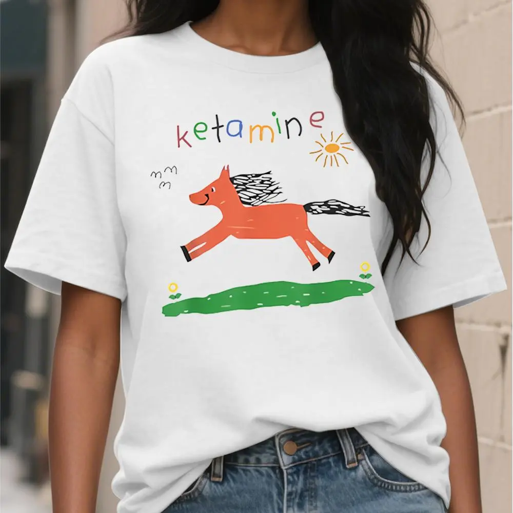 Ketamine Pony Nurse Meme T-Shirt with Colorful Horse Design and Sun Motif, Jeans, Piece