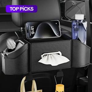 car seat back storage box, dual cup holder, multifunctional car seat back tissue box, automotive interior accessories for car stowing & tidying, automotive, car interior kit, car accessory