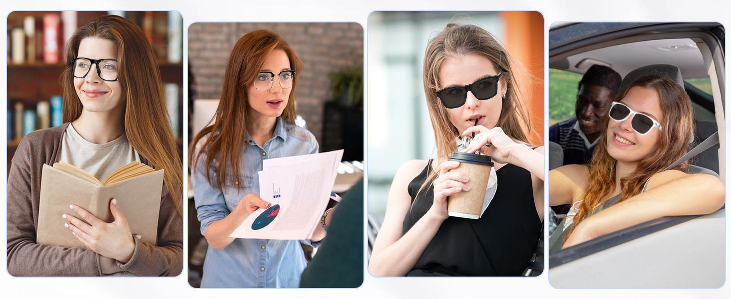 Glasses Bluetooth Audio Glasses for Men Women with Dual Stereo Speakers, Open Ear Music &HD Calling