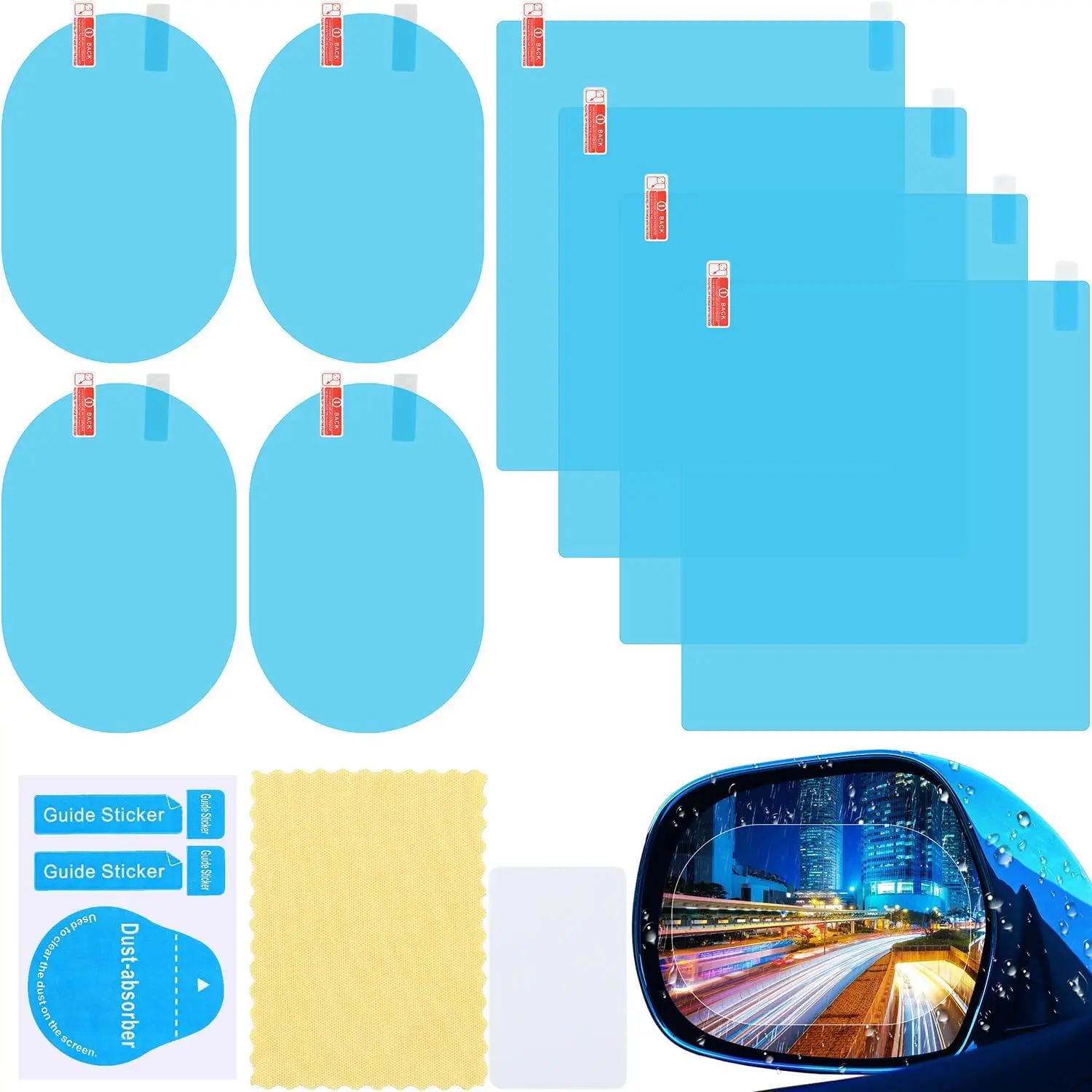 8 Pcs Waterproof Mirror Film Anti Fog for Rearview Side Window