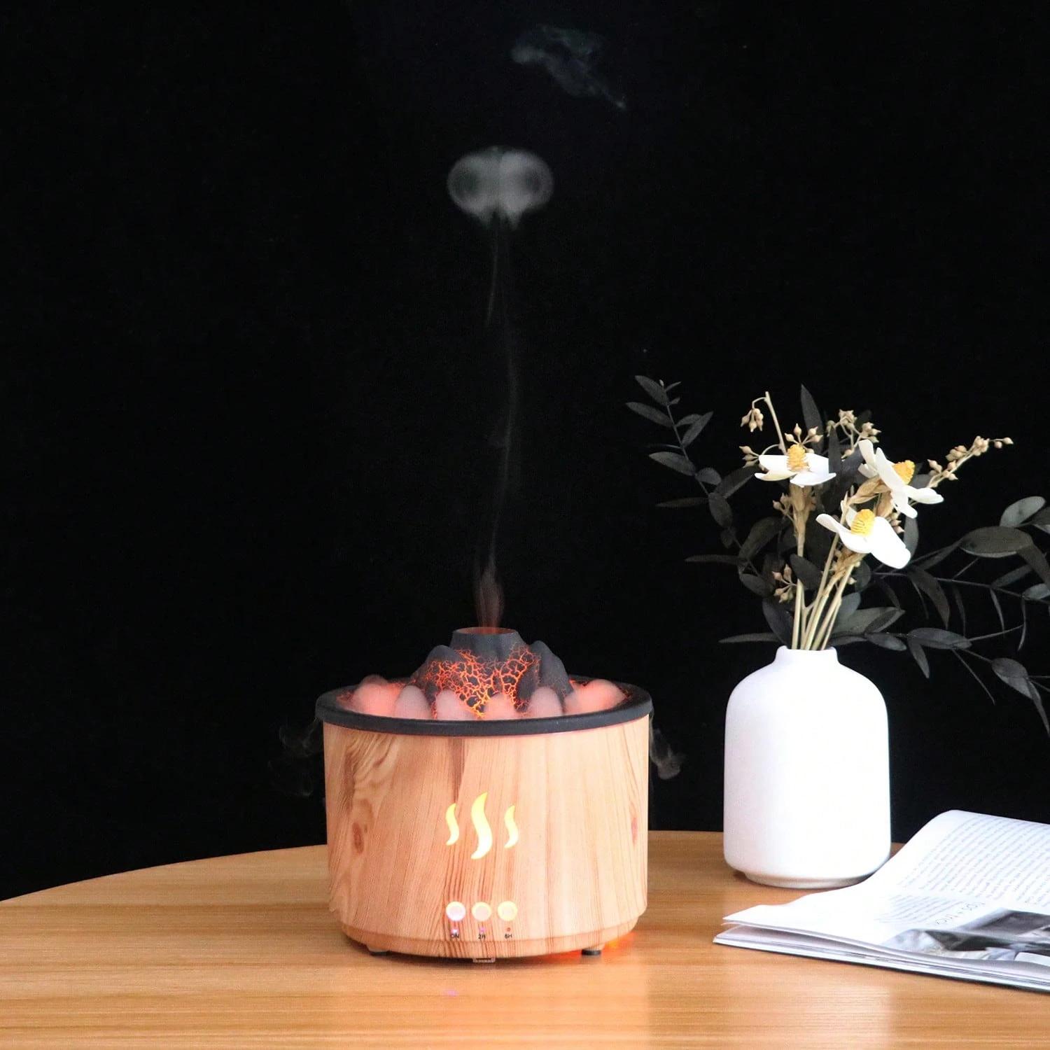 Flame Ring Humidifier Diffuser, Household Diffuser Humidifier, Cold Mist Aromatic Silent Evaporator, Volcanic Lava Humidifier, Suitable For Offices, Gyms, Bedrooms And Living Rooms