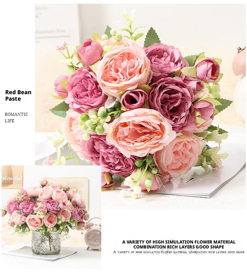 Elegant and noble artificial peony flowers for weddings, home decoration, and photography at weddings, holidays, parties, and events.Artificial flowers.Artisan-Crafted Real-Touch Silk Peony Table Centerpiece Bouquet - ~12" x 9"