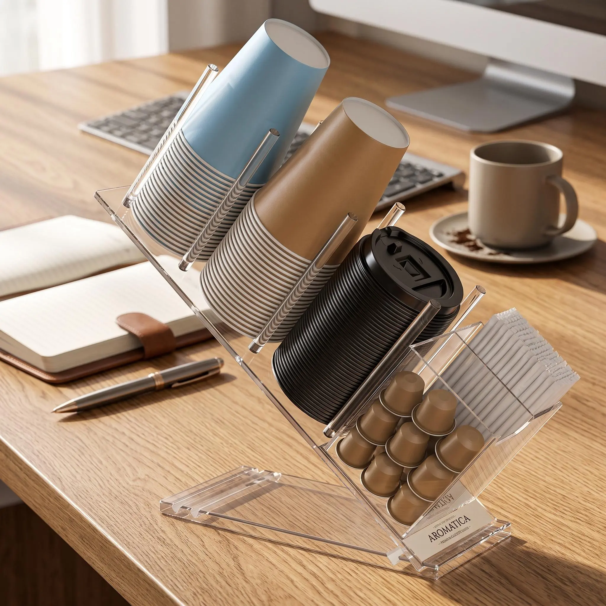 Transparent Acrylic Coffee Pod Storage Holder for Kitchen Countertop, 15.7 x 4.7 Inch Space Saving Durable Organizer Rack for Coffee Capsule Storage