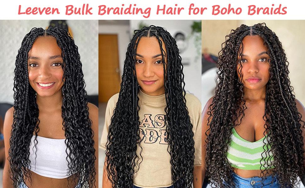 BASIC SUPPLY Water Wave Bulk Braiding Hair Bundle 18 Inch 20% Human Hair Mixed Quality Synthetic Blonde Curly Hair for Boho Braids 160g No Weft Wet and Wavy Hair Extensions (2 Bundles,#613)
