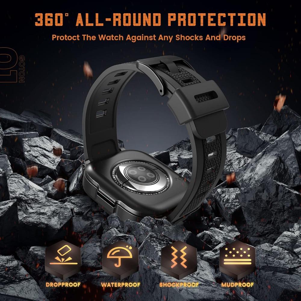 BASIC SUPPLY 3 in 1 Waterproof Case with Band For Apple Watch, Built-in Tempered Glass Screen Protector 44mm, 360 °   Shockproof Bumper Face Cover with Band For Apple Watch SE 3,SE 2,SE, Series 6,5,4, 44mm