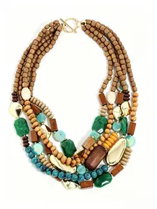 1pc Bohemian Multi-layer Wooden Bead Necklace, Vintage Resort Style Stackable Choker, Women's Versatile Jewelry