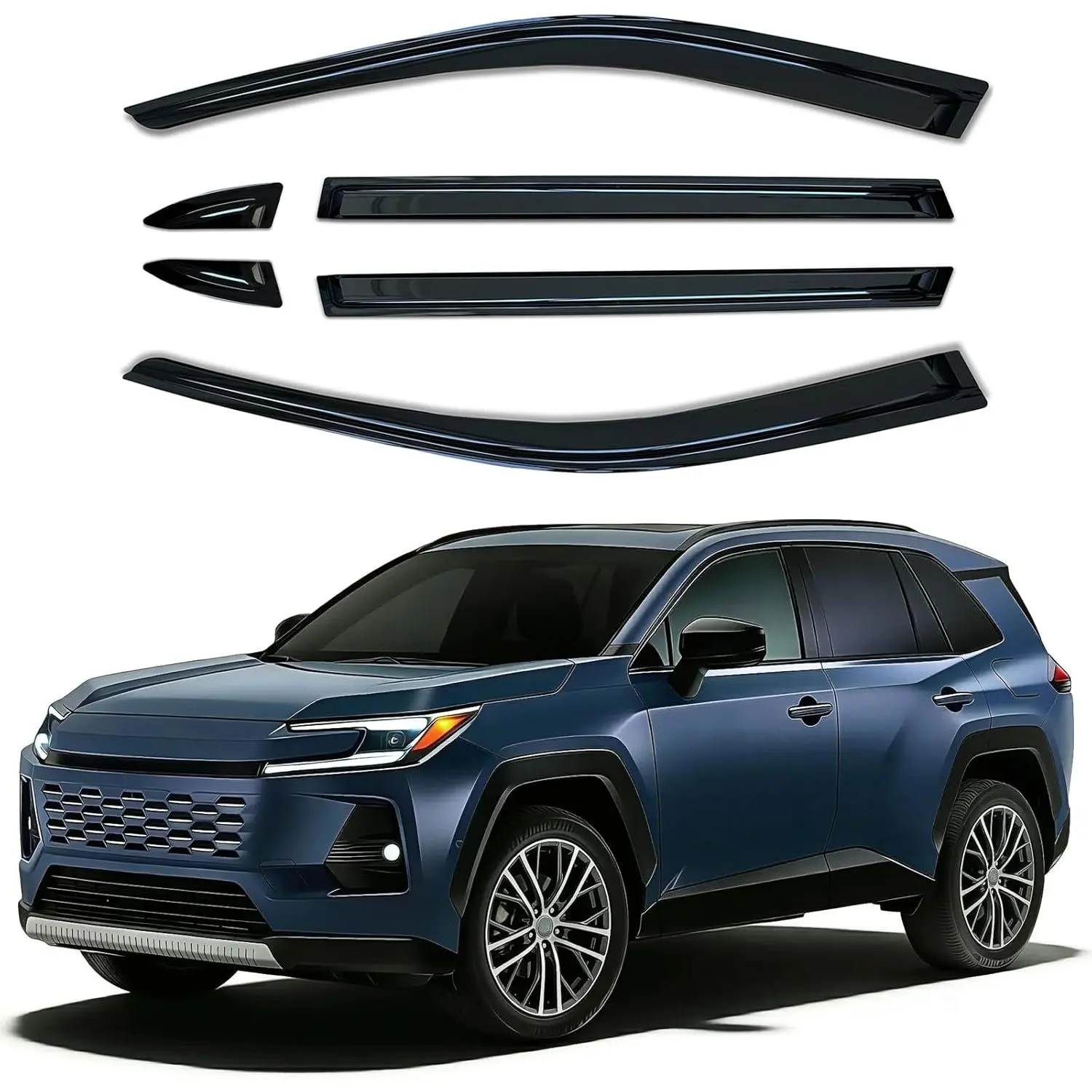 Acrylic Window Deflectors Visor Set - 6-Piece Out-Channel Vent Shades for Toyota RAV4 2026+ (Window Deflects Rain & Reduces Wind Drafts)