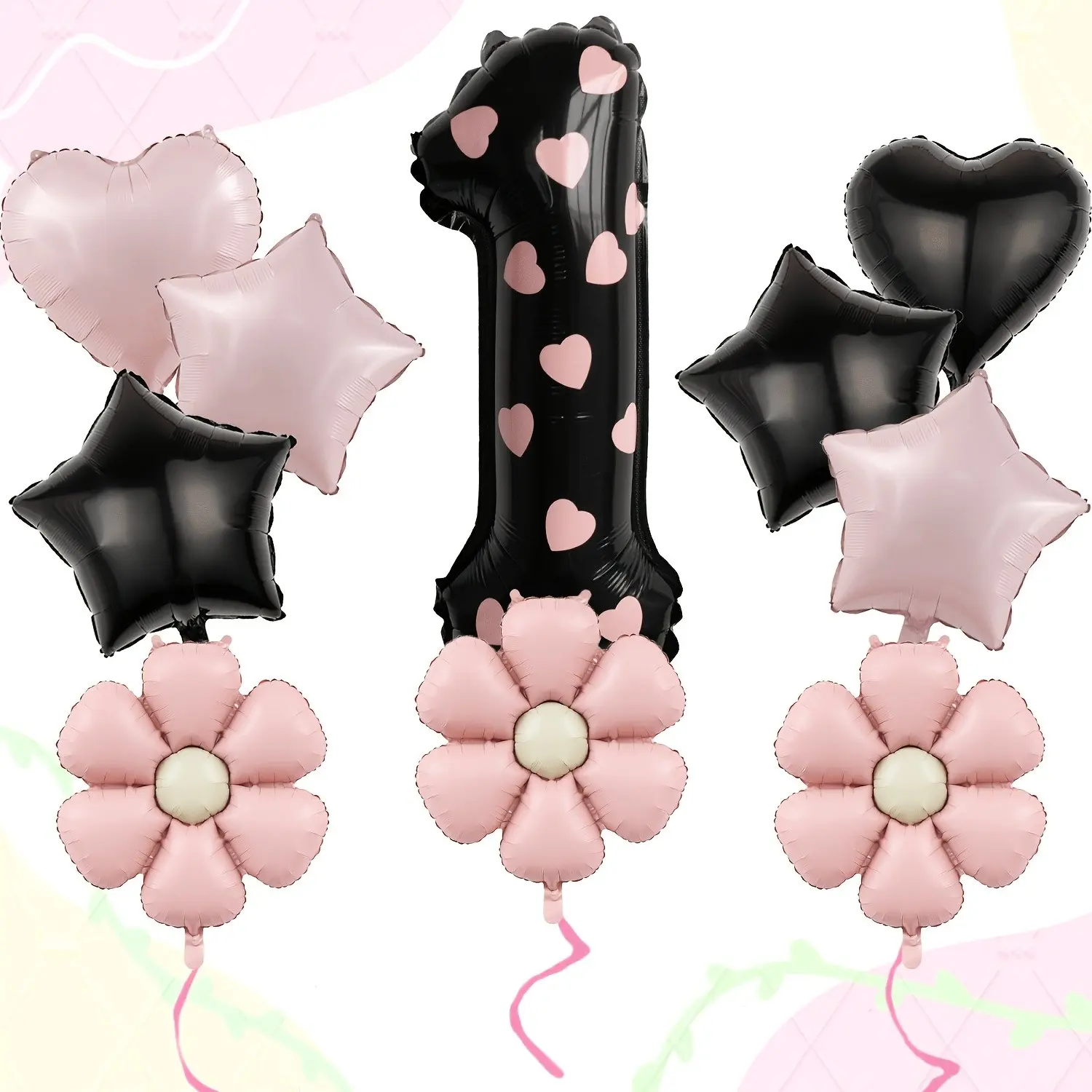 Heart, Star, Flower Balloon Set, Party Balloons, Includes 32-Inch Numbers 1-9, Perfect for Birthday, Baby Shower, Baptism, Anniversary, Adult Ceremony, First Birthday, Proposal Decorations