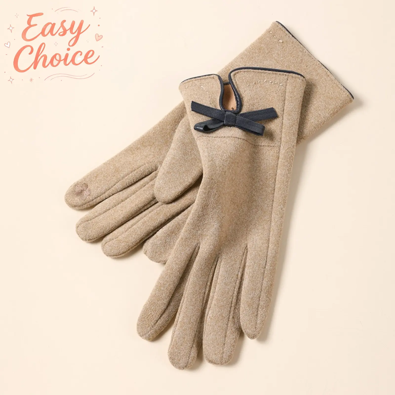 Women Bow Decor Dralon Touch Screen Winter Gloves, Thick Heat-Lock Thermal Mitts With Fluffy Wool Cuff, Windproof Cold Resistant Warm Hand Accessories For Cycling Driving Daily Commute Women Bow Decor Dralon Touch Screen Winter Gloves, Thick Heat-Lock Thermal Mitts With Fluffy Wool Cuff, Windproof Cold Resistant Warm Hand Accessories For Cycling Driving Daily Commute