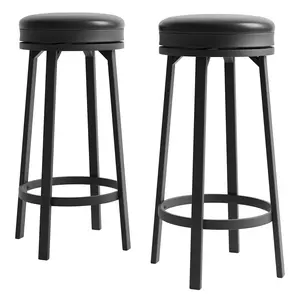 Swivel Bar Stools Set – Backless 30-Inch Round PU Leather Seat – Sturdy Metal Frame, Modern Footrest – Waterproof Upholstery, Ideal for Home Bar & Kitchen – Black or Brown, 2 or 4 Pack