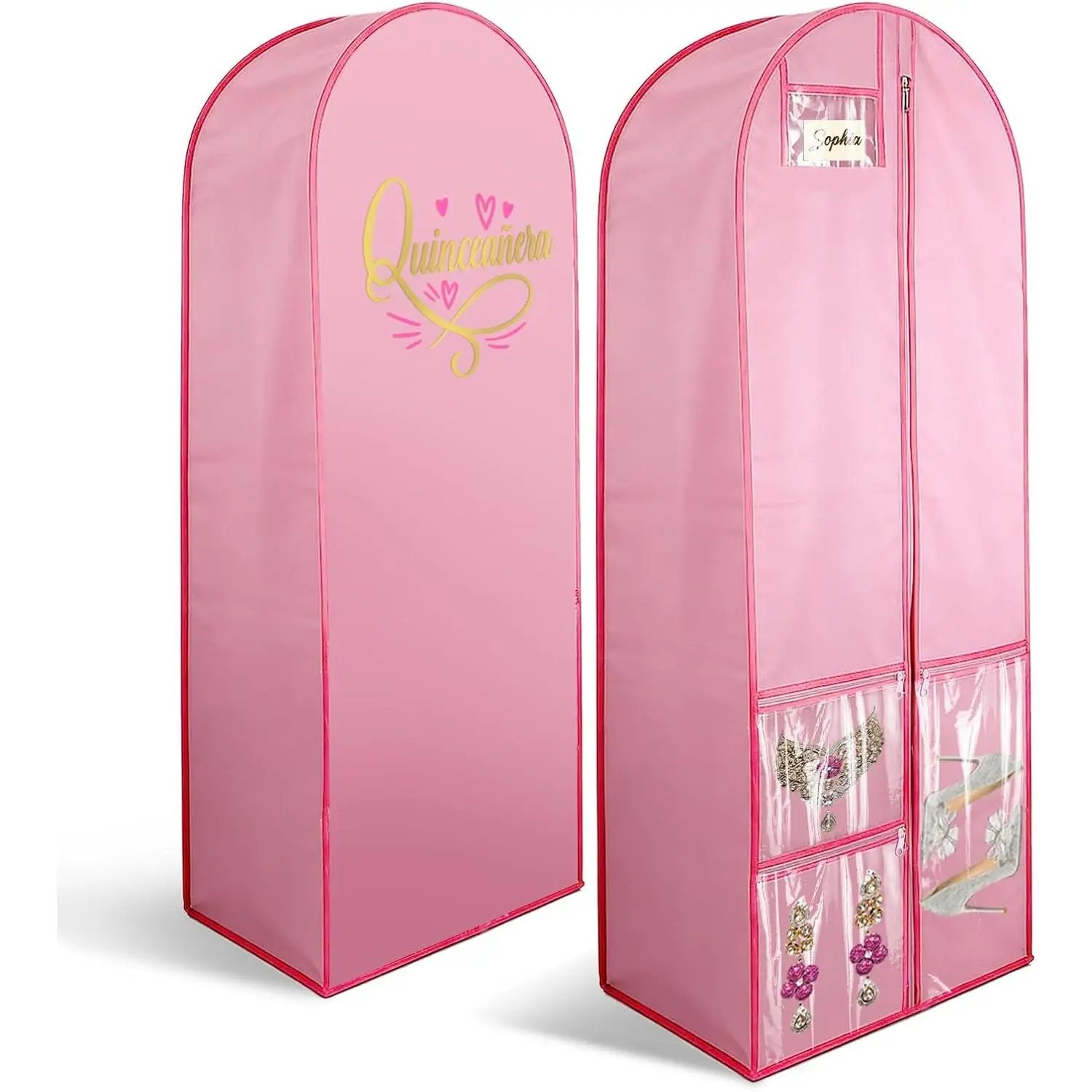 Quinceanera Dress Garment Bag,Garment Bags for Quince Dresses,15 Años Vestidos de Quinceañera Dress Storage Bags Hanging Gowns