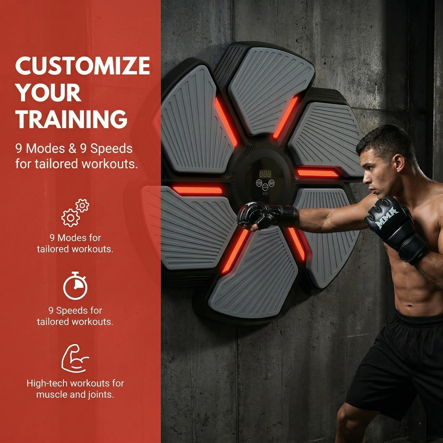 Boxing Machine,  Boxing Machine for Adults, Interactive Punching Trainer with Boxing Gloves, Adults   Boxing , 9 Modes & 9 Speeds