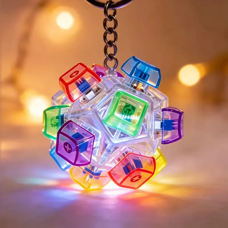 LED Keyboard Button Clicker Keychain for Purse Fidget Toy - Clickable Buttons Stress Relief, Portable Desk key Accessory Office Decor Gift, Fidget Keyring, Bag Key Accessory