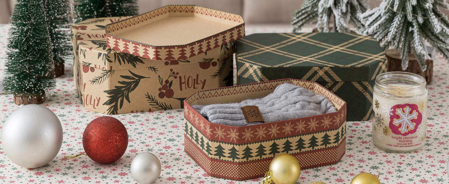 Decorative Oblong Cardboard Storage Boxes with Lids, Set of 2 Floral Paperboard Keepsake Memory Boxes, Oval Nesting Storage for Gifts and Home Décor (Floral Elegance)