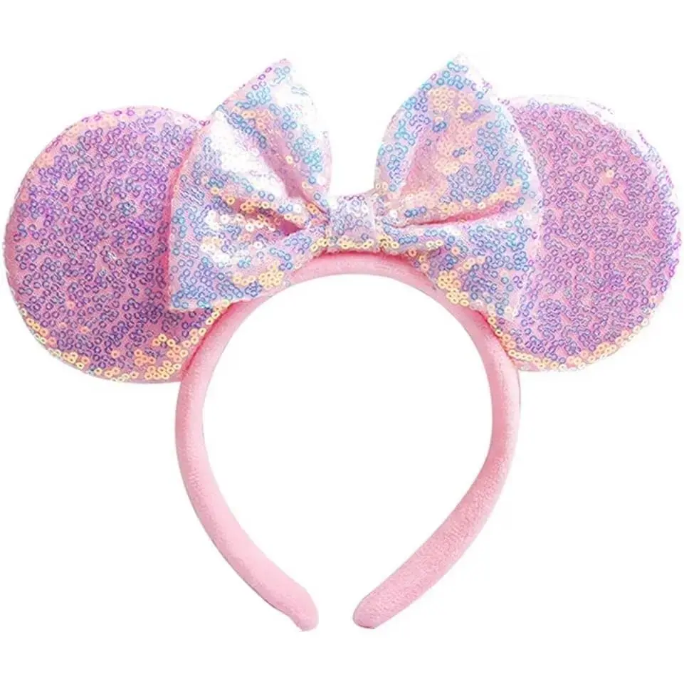 Mouse Ears Black Pink Bow Headbands Sequin Ears Headband Glitter Party Princess Decoration Headband