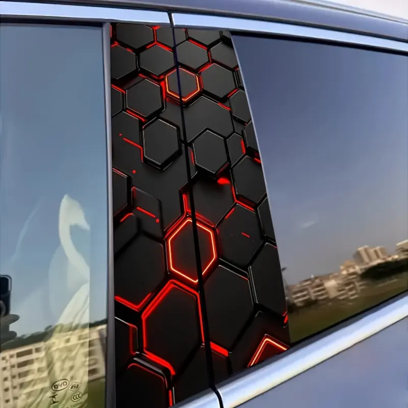2 pieces of checkered pattern car stickers suitable for all vehicle models. Waterproof and scratch-resistant durable vinyl decorative stickers, used for the B-pillar of car doors Self-adhesive and easy to install. Space theme Car door decorative stickers.