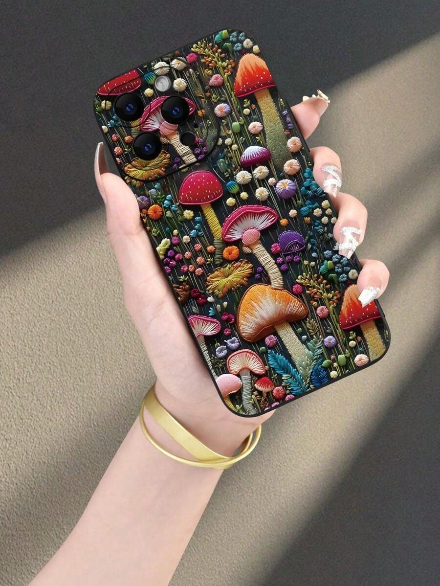 Mushrooms Personalized Mushrooms Phone Case,Lens Enhanced Protection, Better Showcases The Color Of The Original Phone Without Losing Fashion. Suitable For Men's Apple 16 15 14 13 12 11 XS XR X 7 8 Plus Pro Max On Birthdays Or Holidays.