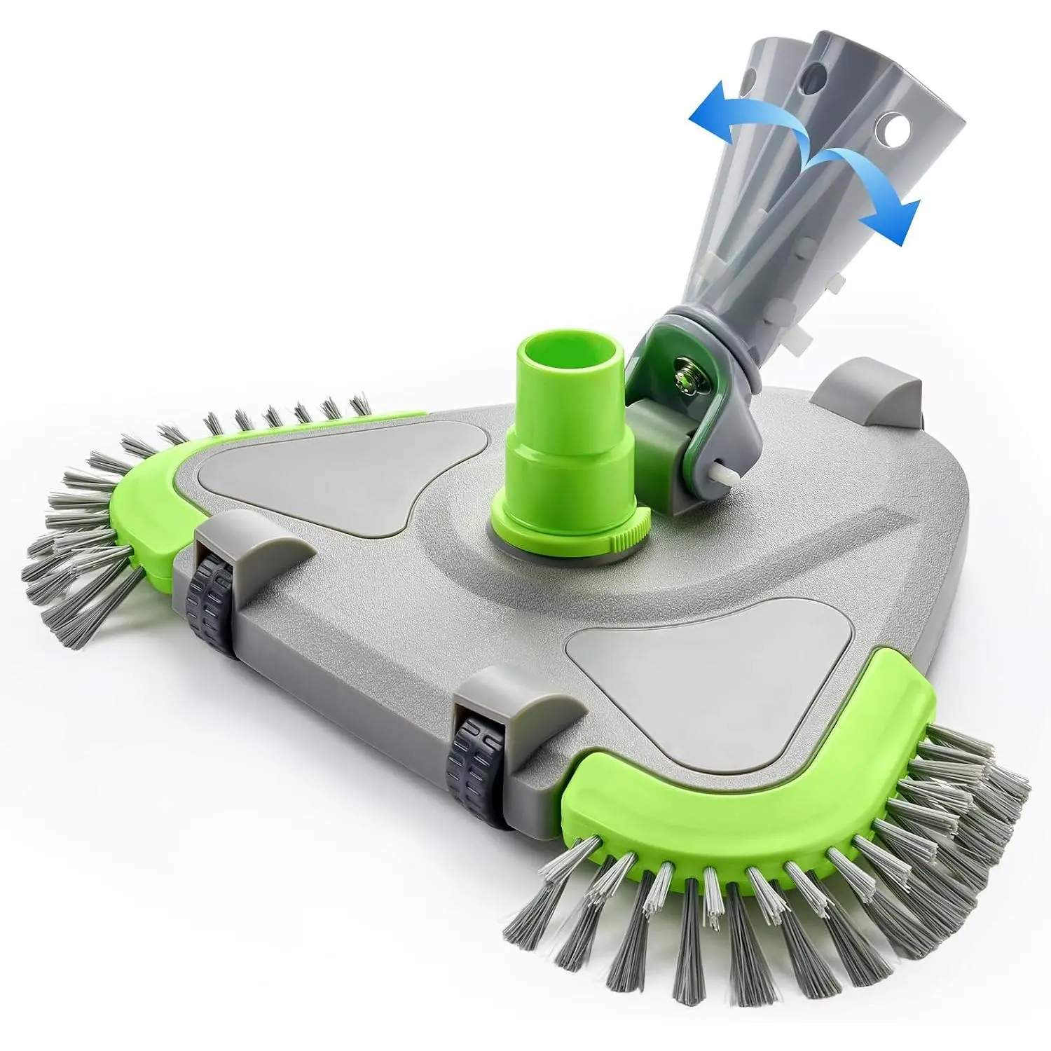 Upgraded Pool Vacuum  with Wheels, Swivel Handle & Swivel Hose Adapter,Weighted Triangular Shape Brush , for Inground/Above Ground Swimming Pools