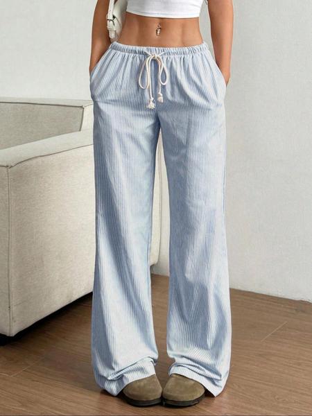 Women's Striped Print Pants, Casual Comfy Trousers for Daily Wear, Ladies Bottoms for Spring