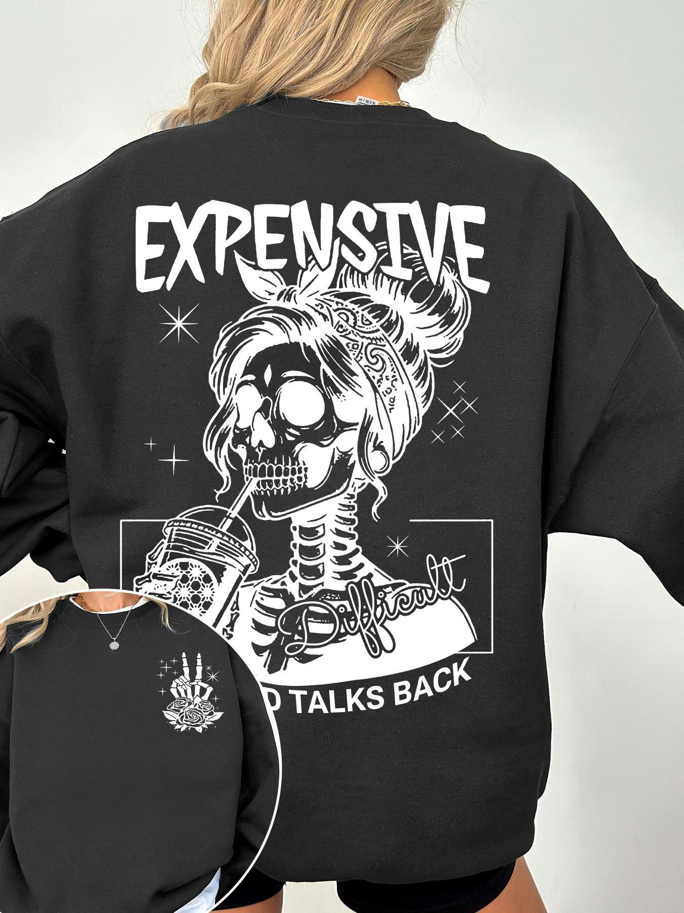 Women's Letter, Halloween & Skeleton Print Drop Shoulder Sweatshirt, Fashion Casual Long Sleeve Crew Neck Pullover for Daily Holiday Outdoor Wear, Women Clothing for Fall & Winter, Lady Tops, Womenswear, Graphic Sweatshirts Women's Letter, Halloween & Skeleton Print Drop Shoulder Sweatshirt, Fashion Casual Long Sleeve Crew Neck Pullover for Daily Holiday Outdoor Wear, Women Clothing for Fall & Winter, Lady Tops, Womenswear, Graphic Sweatshirts