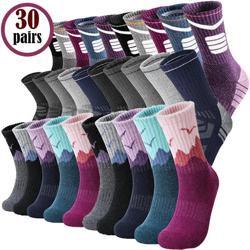 10/30 Pairs High Quality Unisex Professional Hiking Socks, Breathable Grip Air Cushion Warm, All Season Outdoor Comfort, Great for Running Hiking, Ideal Gift for Men Women.