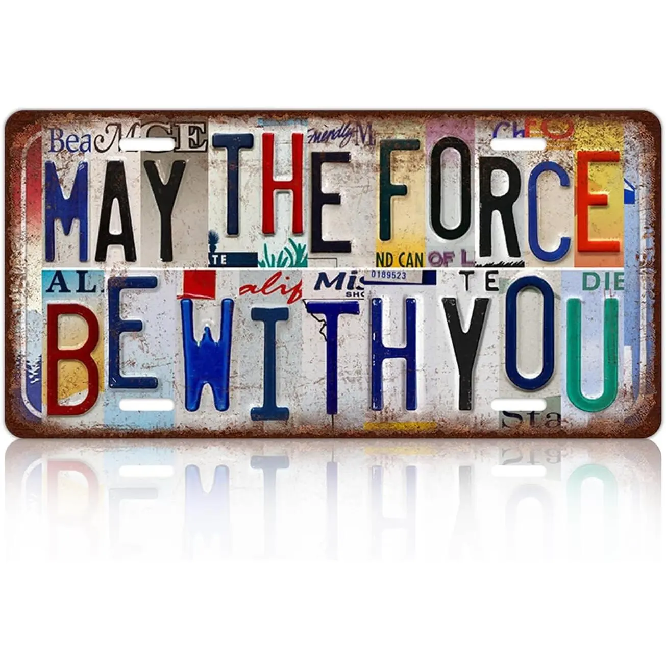 Vintage May The Force Be With You License plate Movie Room Wall Decor Metal Sign Tin Signs for Bar Home Bedroom Garage