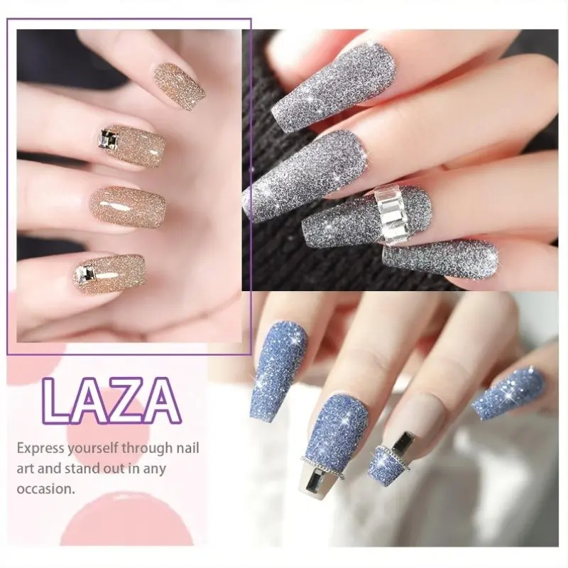 Ultra-Fine Nail Glitter Powder, High Reflective Diamond Sparkle, 8 Colors Holographic Nail Flakes, Skin-Friendly, DIY Nail Decoration
