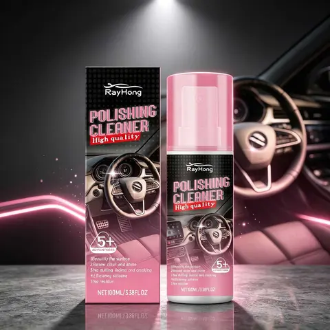 Car Interior Polish and Clean Solution, Quick Stain Removal, Long-Lasting Shine, Suitable for Leather and Fabric, Easy to Apply
