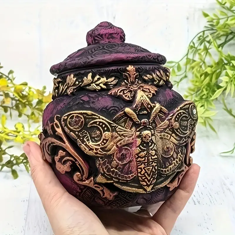 Resin Butterfly Gothic Vase Statue, Witch Bottle Decorative Ornament, Painting Totem Decoration, Home Office Gift