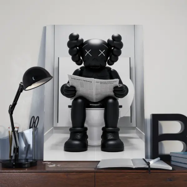 Solid Black Bathroom News Canvas Print, Hypebeast Bathroom Wall Art, Funny Bathroom Hypebeast