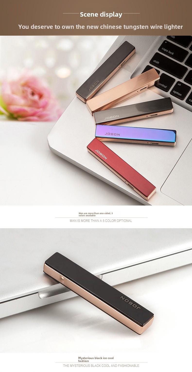 USB Rechargeable Lighter Ultra-thin Metal Tungsten Wire Windproof Electronic Cigarette Lighter